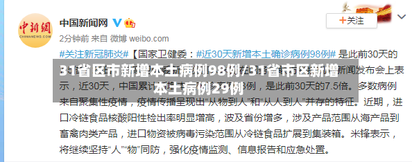 31省区市新增本土病例98例/31省市区新增本土病例29例