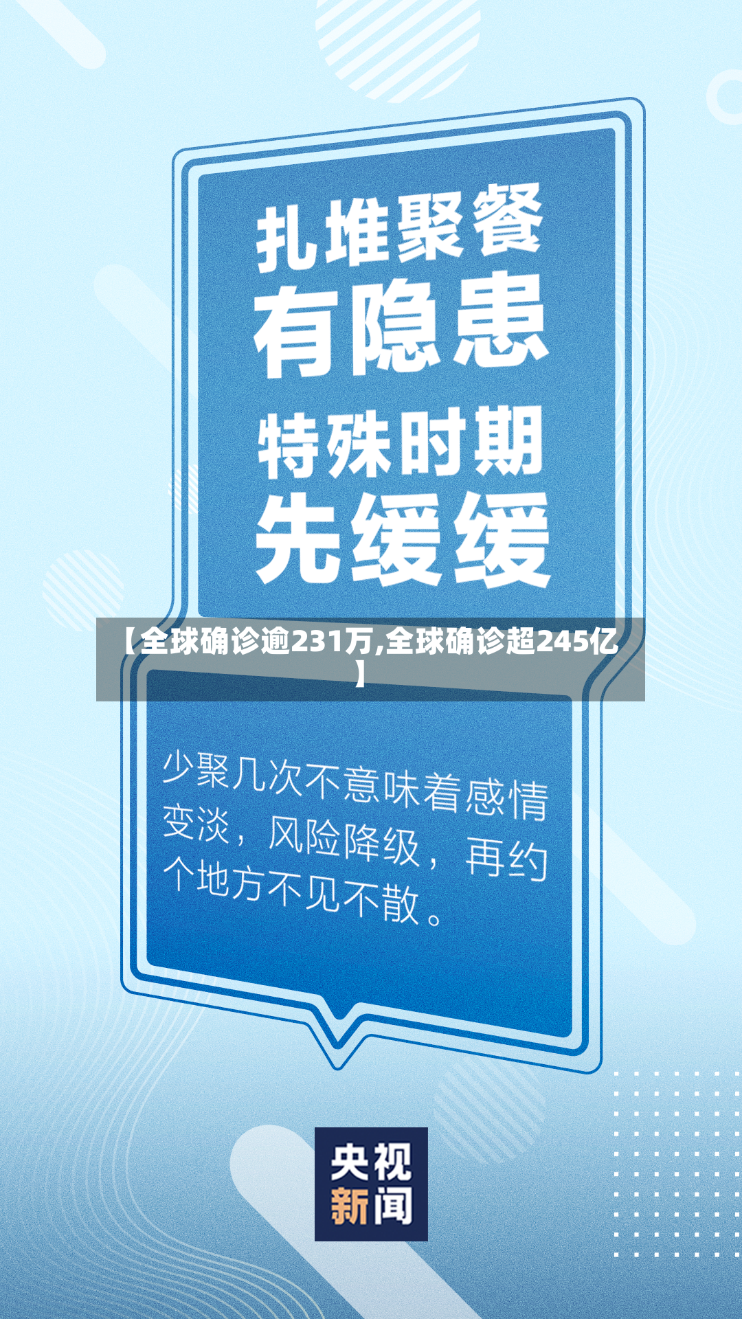 【全球确诊逾231万,全球确诊超245亿】