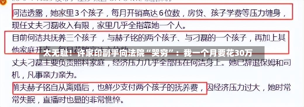 太无耻！许家印副手向法院“哭穷”：我一个月要花30万-第2张图片