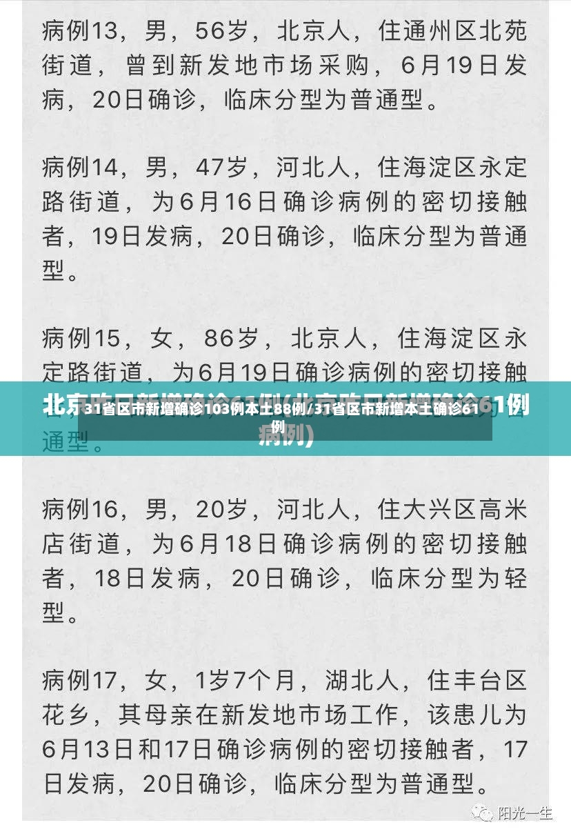 31省区市新增确诊103例本土88例/31省区市新增本土确诊61例