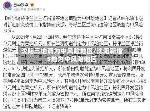 沈阳三地调为中风险地区/沈阳新增5地为中风险地区