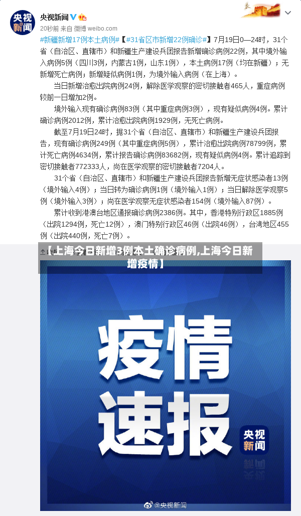 【上海今日新增3例本土确诊病例,上海今日新增疫情】