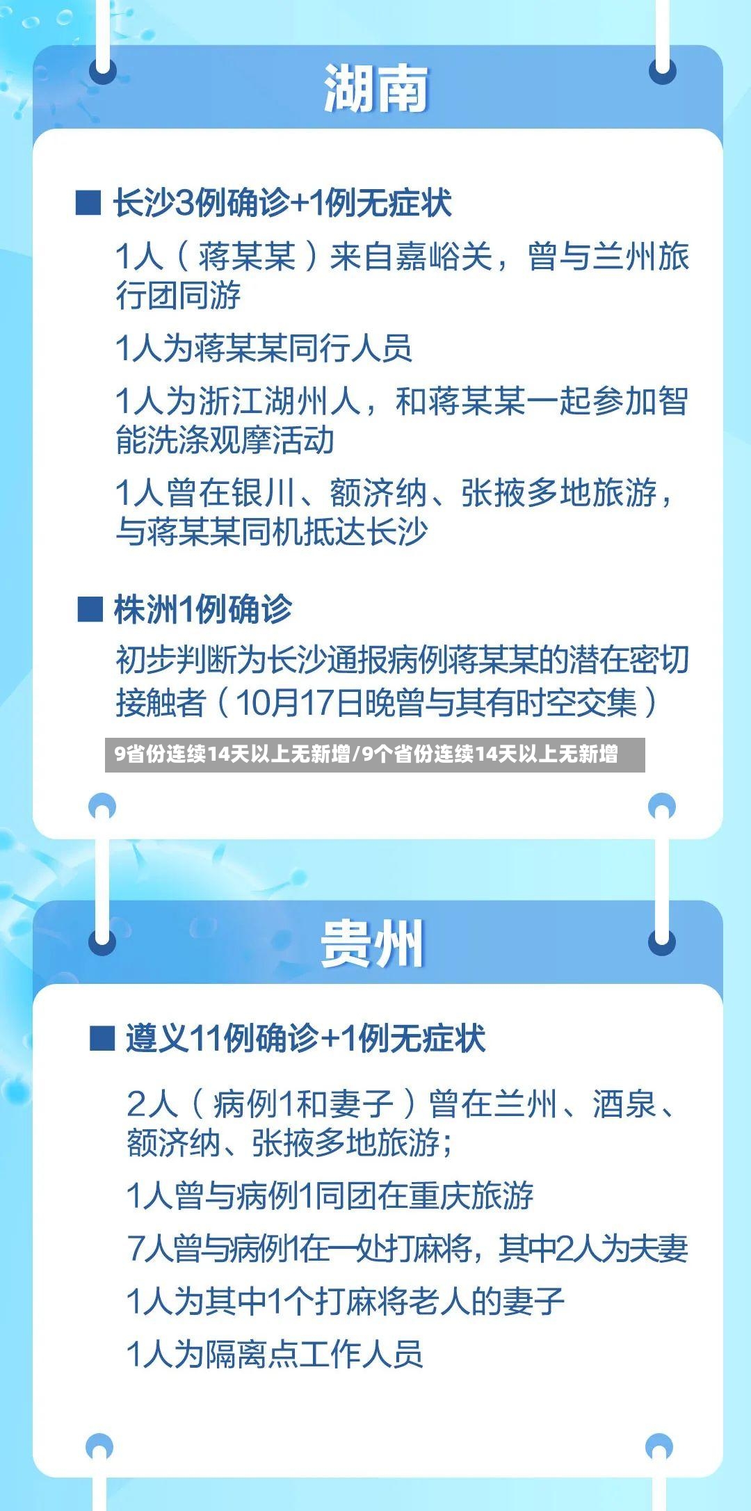 9省份连续14天以上无新增/9个省份连续14天以上无新增