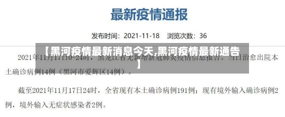 【黑河疫情最新消息今天,黑河疫情最新通告】