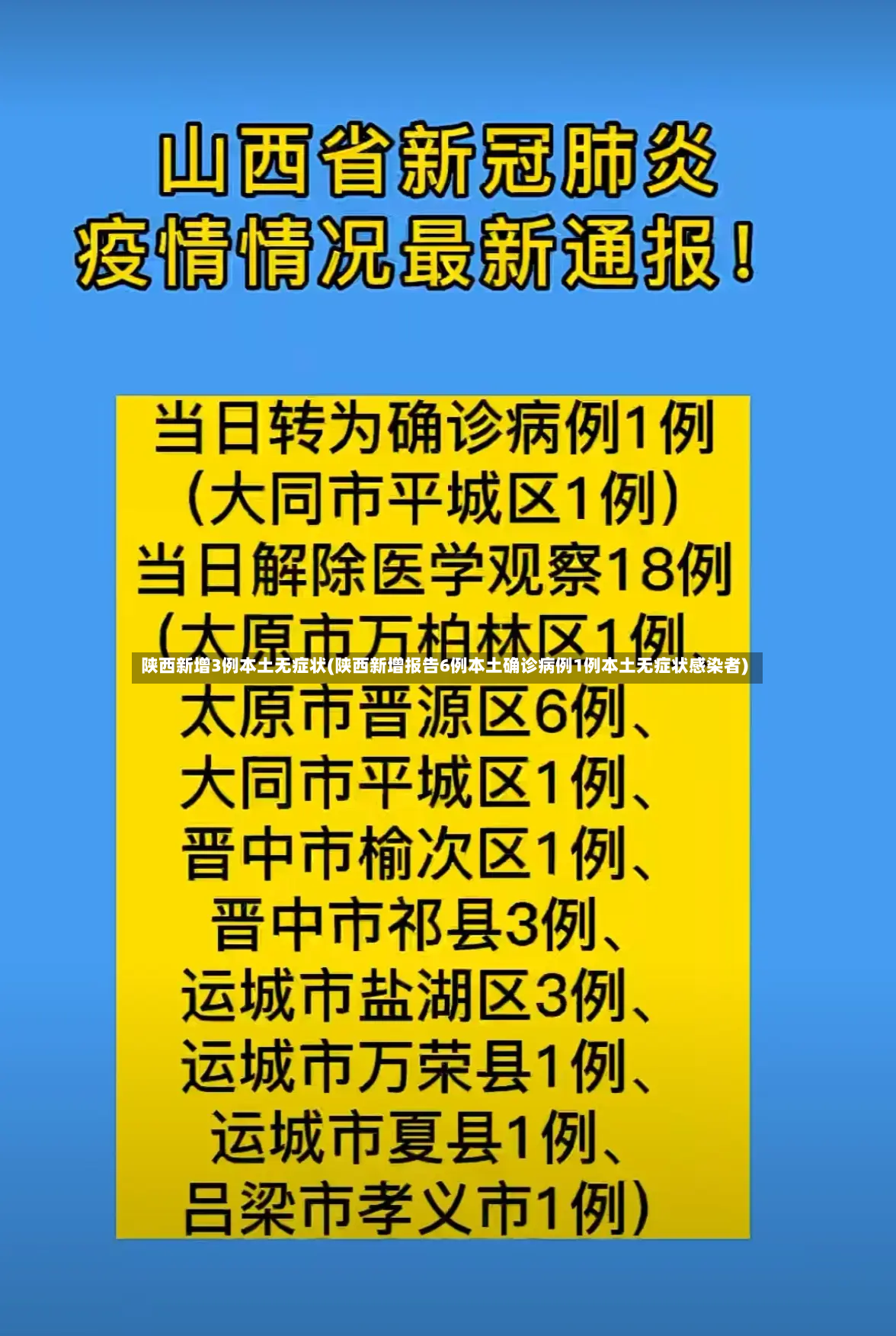陕西新增3例本土无症状(陕西新增报告6例本土确诊病例1例本土无症状感染者)