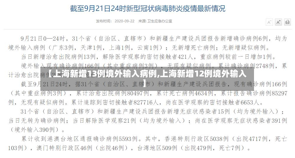 【上海新增13例境外输入病例,上海新增12例境外输入】