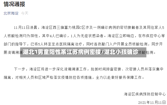 湖北1男童阳性系江苏病例密接/湖北小孩确诊-第2张图片