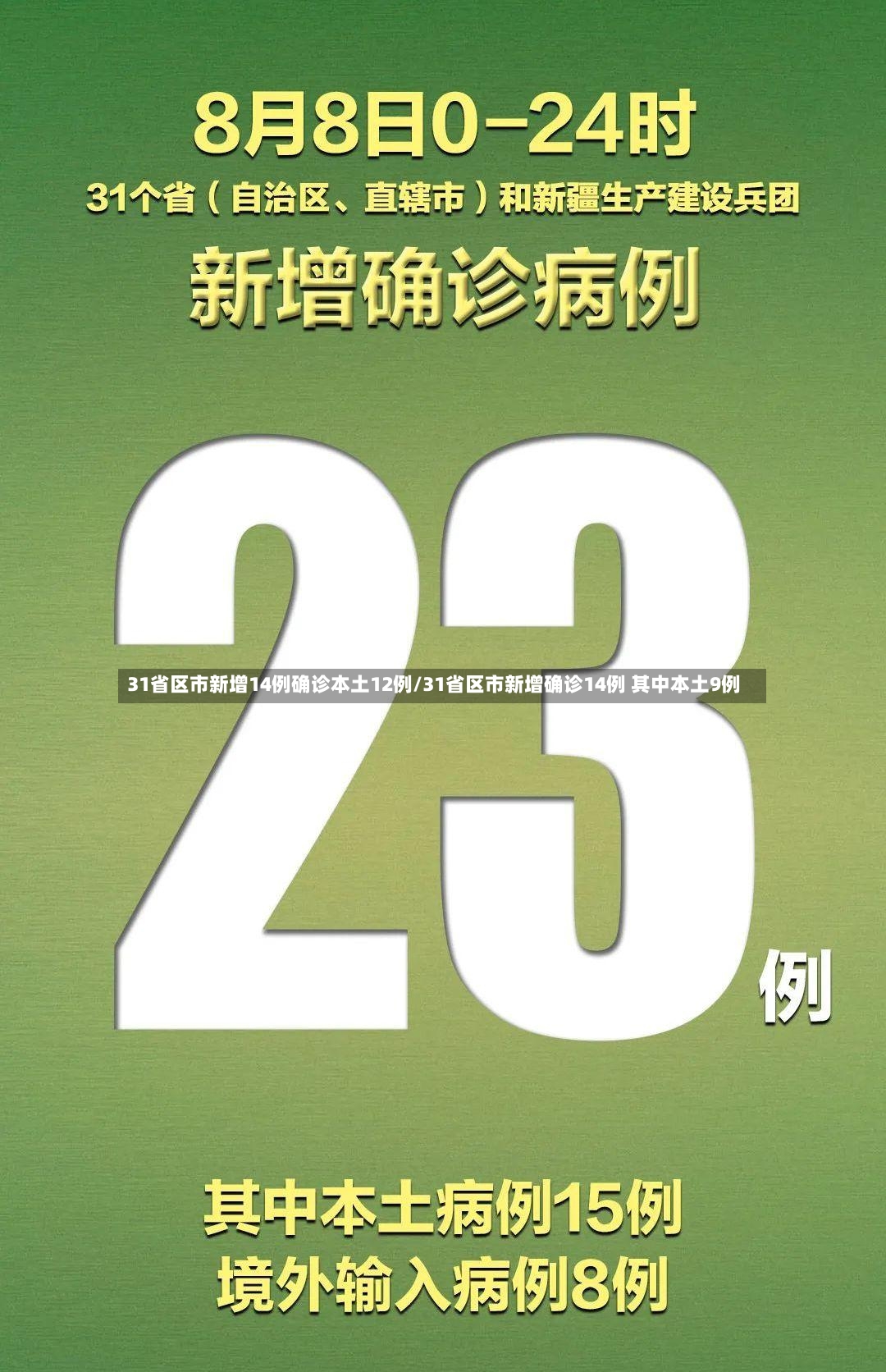 31省区市新增14例确诊本土12例/31省区市新增确诊14例 其中本土9例