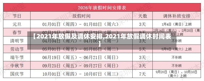【2021年放假及调休安排,2021年放假调休时间表】-第2张图片