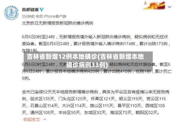 吉林省新增12例本地确诊(吉林省新增本地确诊病例33例)