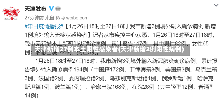 天津新增27例本土阳性感染者(天津新增2例阳性病例)-第2张图片