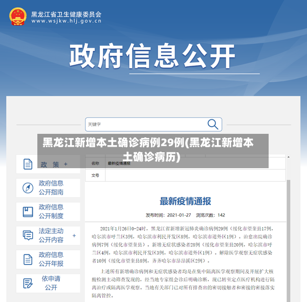 黑龙江新增本土确诊病例29例(黑龙江新增本土确诊病历)